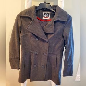 Alpine Swiss Womans Grey Peacoat. Size Medium. New With Tags.